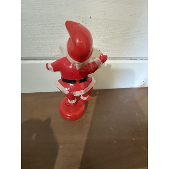 Vintage Plastic 6” Dancing One Legged Santa Christmas Decor Ornament Red - Picture 4 of 8